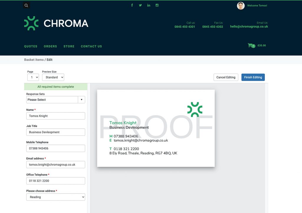 Chroma editable business card - stock portal